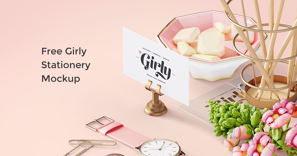 Beauty Cosmetics, Stationery, Wedding Mockups