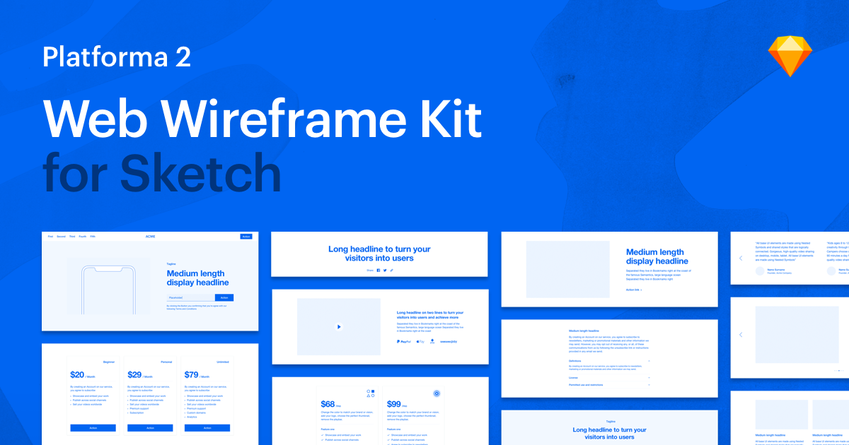 Wireframe UI Kit [Sketch, Figma, Adobe XD]